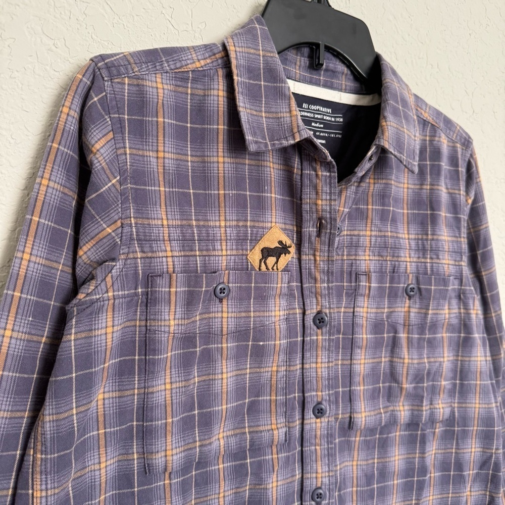 REI Co-op Plaid Flannel Button Up Shirt Size M Cabincore Granola Girl Outdoorsy - Picture 3 of 6